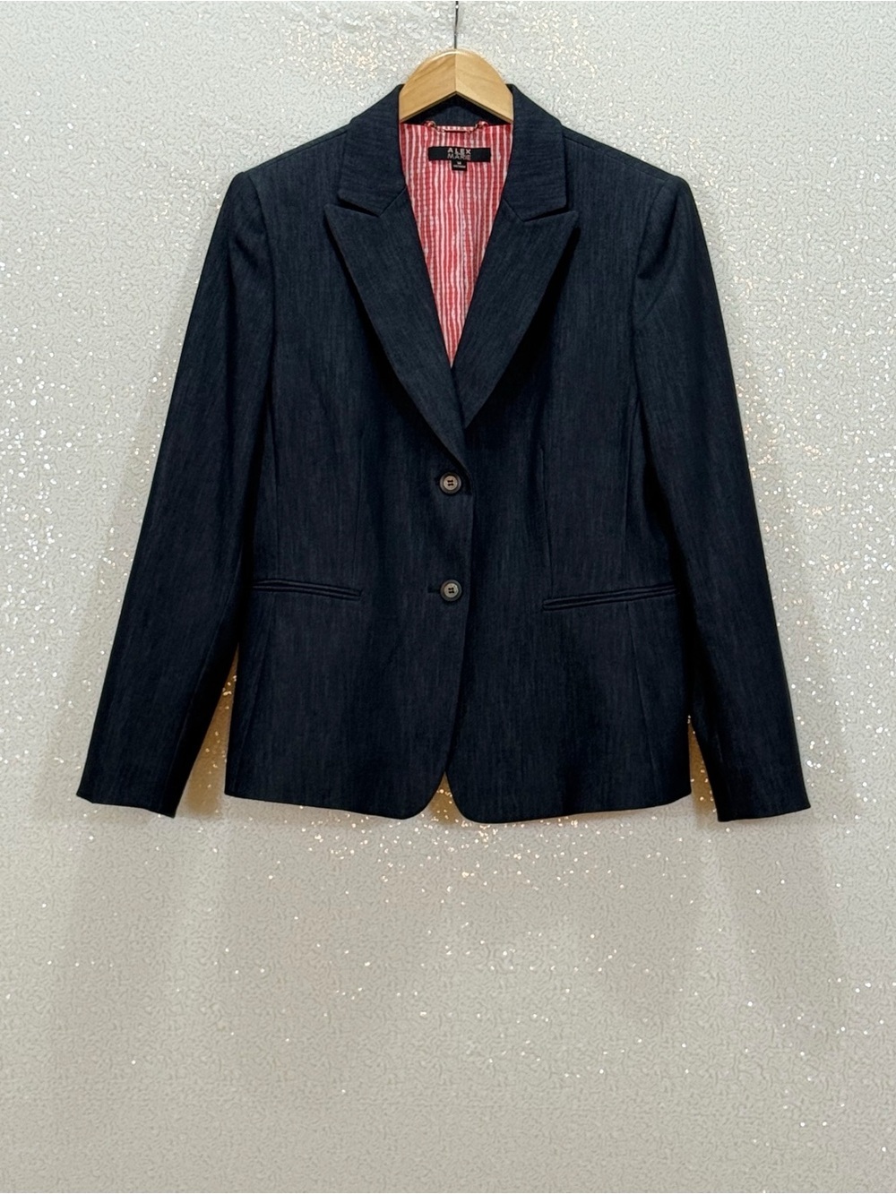 Alex Marie Blazer Jacket Women’s Size 14 Dark Blue Denim Look Tailored Lined - Picture 13 of 16